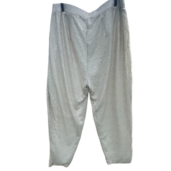 NWT Eloquii Ladies Size 14 Ivory Sequined Pleated Front Pants 36 waist - Picture 2 of 9